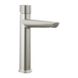 Click here to see Delta 673-SS-PR-DST Delta Galeon Mid-Height Stainless Lavatory Faucet, Less Drain, Lumicoat, 1.2 GPM, DIAMOND Seal, Knurled Handle - 673-SS-PR-DST