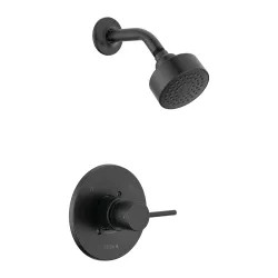Click here to see Delta T14259-BL-PP Delta Trinsic Monitor 14 Series Single-Handle H2Okinetic Raincan Shower Faucet, 1.75 GPM, Lever Handle, ADA, Project Pack, Matte Black - T14259-BL-PP