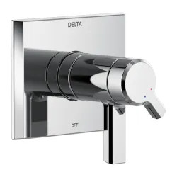 Click here to see Delta T17T099-PR Delta Pivotal TempAssure 17T Series Two-Handle Valve Trim, Lever Handles, Lumicoat Polished Chrome - T17T099-PR