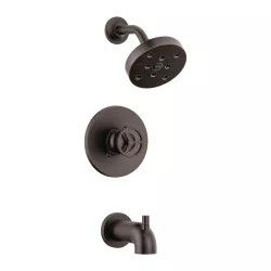 Click here to see Delta T14458-RB Delta Trinsic Monitor 14 Series H2Okinetic Tub/Shower Faucet with Rain Showerhead, Single-Handle, 1.75 GPM, Wheel Handle, Venetian Bronze - T14458-RB