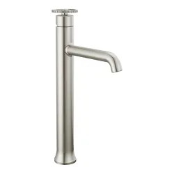 Click here to see Delta 758-SS-DST Delta Trinsic Tube Spout Stainless Vessel Lavatory Faucet, Less Drain, 1.2 GPM, Single-Handle, DIAMOND Seal, Wheel Handle - 758-SS-DST