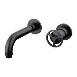 Click here to see Delta T3558LF-BLWL Delta Trinsic Tube Spout Wall-Mount Matte Black Lavatory Faucet Trim for 4