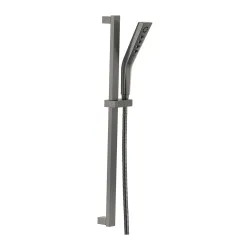 Click here to see Delta 51799-KS-PR Delta 3-Setting Hand Shower with Slide Bar, H2Okinetic, Touch-Clean, WaterSense, 1.75 GPM, Lumicoat Black Stainless - 51799-KS-PR