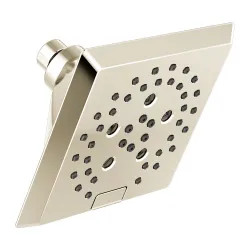 Click here to see Delta 52664-PN-PR Delta H2Okinetic 5-Setting Angular Modern Raincan Shower Head, 1.75 GPM, Lumicoat Polished Nickel - 52664-PN-PR