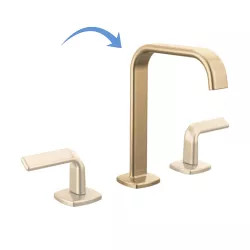 Click here to see Brizo 65368LF-GLLHP-ECO Brizo Allaria Two Handle Widespread Brilliance Luxe Gold Bathroom Faucet with Square Spout, 1.2 GPM, Three-Hole, Less Handles - 65368LF-GLLHP-ECO