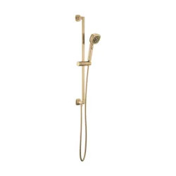 Click here to see Brizo 88767-GL Brizo Allaria 4in Four-Function Hand Shower with 32in Slide Bar, Square, 1.75 GPM, WaterSense, Adjustable Slide, Luxe Gold - 88767-GL