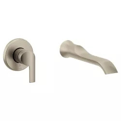Click here to see Moen WTS981BN Moen Doux Single-Handle Wall-Mount Tub Faucet, Non-Diverter, Lever Handle, 10in Ultrathin Tub Spout, 8 GPM, Brushed Nickel - WTS981BN
