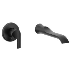 Click here to see Moen WTS981BL Moen Doux Single-Handle Wall-Mount Tub Faucet, Non-Diverter, Lever Handle, 10in Ultrathin Tub Spout, 8 GPM, Matte Black - WTS981BL