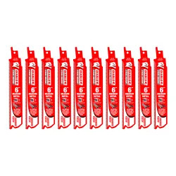 Click here to see Diablo DS0610CF10 Diablo Steel Demon 10-Pack 6in x 10 TPI Carbide Reciprocating Saw Blade for Medium Metal Cutting - DS0610CF10