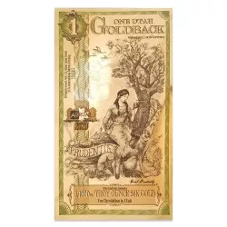 Click here to see   Goldback 1 Bill - Utah, Prudentiae - 1/1000th Troy Oz .9999 Gold-Minted Note