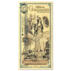 Click here to see   Goldback 5 Bill - Nevada, Fortitudine - 1/40th Troy Oz .9999 Gold-Minted Note