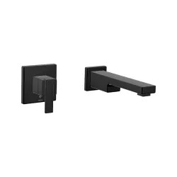Click here to see Moen WTS911BL Moen 90 Degree Wall-Mount Tub Faucet Trim with 10in Ultrathin Tub Spout, Single Lever Handle with Temperature Indicator, 8 GPM, Matte Black - WTS911BL