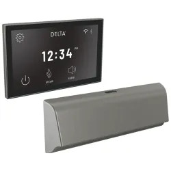 Click here to see Delta 5CB-550L-KS-PR Delta SteamScape Deluxe System Unilateral Digital Steam Package with 9in x 3in Black Stainless Steam Outlet, Lumicoat Technology - 5CB-550L-KS-PR