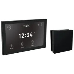 Click here to see Delta 5CH-550L-BL Delta SteamScape Deluxe System Steam Package with 3in Matte Black Square-Shaped Steam Head, 12 User Presets - 5CH-550L-BL