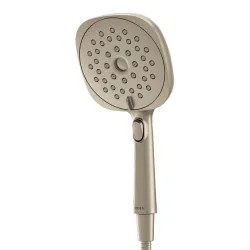 Click here to see Moen 220H5EPBN Moen Verso 5in Square Brushed Nickel Single-Function Handheld Shower with Infiniti Dial, Magnetix Technology, Eco-Performance, 1.75 GPM - 220H5EPBN 