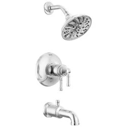 Click here to see Delta T17T484-PR Delta Broderick Monitor 17T Series Tub Shower Trim, TouchClean, H2Okinetic, ADA, MultiChoice Valve, Lumicoat Chrome - T17T484-PR