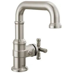 Click here to see Delta 587SH-SS-PR-DST Delta Broderick Single Handle Bathroom Faucet, Single-Hole, Diamond Seal, ADA, 1.2 GPM, Lumicoat Stainless - 587SH-SS-PR-DST
