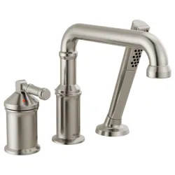 Click here to see Delta T3784-SS-PR-LHP Delta Broderick Three Hole Roman Tub Trim with Hand Shower, ADA, 1.75 GPM, Lumicoat Stainless (Less Handles) - T3784-SS-PR-LHP