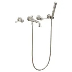 Click here to see Delta T5784-SS-PR-LHP-WL Delta Broderick Wall Mount Tub Filler Trim with Hand Shower, 1.75 GPM, Lumicoat Stainless (Less Handles) - T5784-SS-PR-LHP-WL