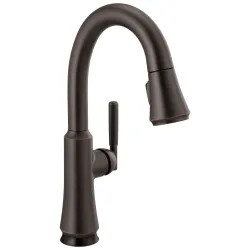 Click here to see Delta 9979TL-RB-DST Delta Coranto Single Handle Pull-Down Bar/Prep Faucet, Touch2O, VoiceIQ, Diamond Seal, MagnaTite, ADA, 1.8 GPM, Venetian Bronze - 9979TL-RB-DST