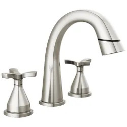 Click here to see Delta 357756-SSPD-PR-DST Delta Stryke Widespread Bathroom Faucet, Two Handles, DIAMOND Seal, MagnaTite, 1.2 GPM, Lumicoat Stainless - 357756-SSPD-PR-DST
