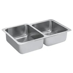 Click here to see Moen S22359 Moen S22359 Lancelot 29x18 Undermount Stainless Steel Double Bowl Sink 18 Gauge