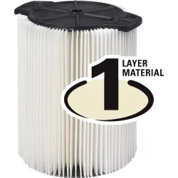 Click here to see Ridgid 72947 Ridgid VF4000 Everyday-Dirt, 1-Layer Pleated-Paper Filter - 72947
