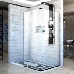 Click here to see Dreamline SHDR-3234303-09 DreamLine SHDR-3234303-09 Linea Clear Glass Frameless Shower Screens - Satin Black