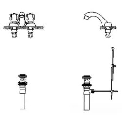 Click here to see Delta 21C221 Delta 21C221 Tech 2-Handle Cast Centerset Lavatory Faucet, 5-Fluted, Metal Pop-Up, VR Laminar Outlet, Chrome
