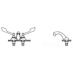 Click here to see Delta 21C155 Delta 21C155 Tech 2-Handle Cast Centerset Lavatory Faucet, Wrist w/ Sanitary Hood, No Pop-Up Hole, VR Spray Outlet, 0.5 gpm, Chrome