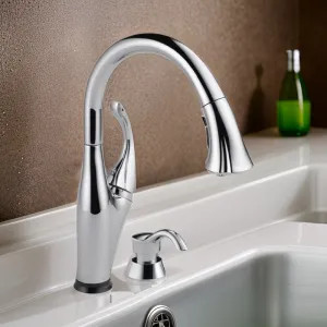 Delta 9192T-SD-DST Delta Addison Touch2O Single Handle Pull-Down Kitchen Faucet w/ Soap Dispenser, Chrome - 9192T-SD-DST