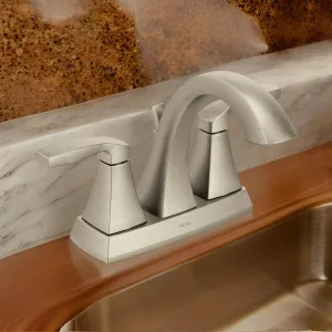 Moen 6901BN Moen Voss Two-Handle High Arc Centerset Brushed Nickel Bathroom Sink Faucet with Metal Pop-Up Drain and Lift Rod Assembly, 1.2 GPM, Lever Handles - 6901BN