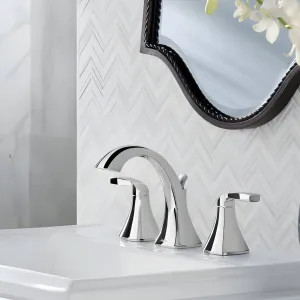 Moen T6905 Moen Voss Two-Handle Widespread Chrome Bathroom Faucet, 1.2 GPM, 60 PSI, WaterSense, Lever Handles, Three-Holes, ADA Compliant - T6905