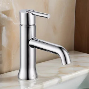 Delta 559LF-LPU Delta Trinsic Tube Spout Chrome Lavatory Faucet with Escutcheon, Less Pop-Up, 1.2 GPM, Single-Handle, Lever Handle - 559LF-LPU