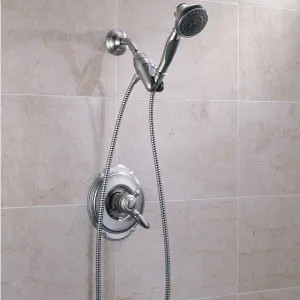 Delta 54613 Delta Premium Three-Setting Touch-Clean Handheld Shower with Shower Mount and 60in to 82in Stretchable Metal Hose, 1.75 GPM, Chrome - 54613