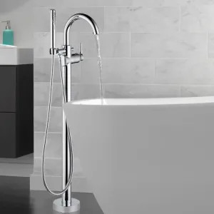Delta T4759-FL Delta Trinsic Single-Handle Freestanding Tub Filler Trim with 1.75 GPM Single-Setting Hand Shower, Touch-Clean, Lever Handles, Chrome - T4759-FL