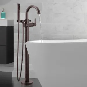 Delta T4759-RBFL Delta Trinsic Single-Handle Freestanding Tub Filler Trim with 1.75 GPM Single-Setting Hand Shower, Touch-Clean, Lever Handles, Venetian Bronze - T4759-RBFL