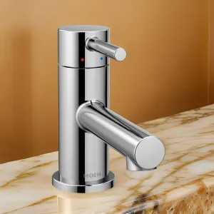 Moen 6191 Moen Align One-Handle Low Arc Chrome Bathroom Faucet with Metal Pop-up and Red/Blue Indicators, 1.2 GPM, ADA Lever Handle, WaterSense - 6191