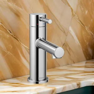 Moen 6190 Moen Align One-Handle High-Arc Chrome Bathroom Faucet with Metal Pop-Up and Red/Blue Indicators, 1.2 GPM, ADA Lever Handle, Single-Hole - 6190