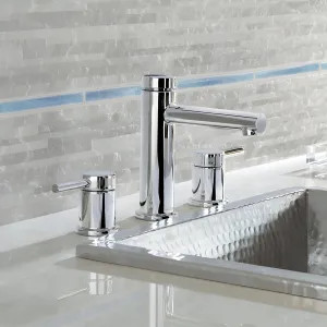 Moen T6193 Moen Align Two-Handle High Arc Chrome Widespread Bathroom Faucet with Red/Blue Indicators, M-PACT, 1.2 GPM, ADA Lever Handle, Three-Hole - T6193