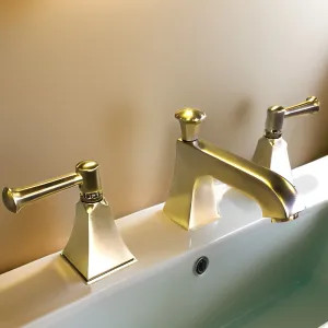 Kohler 454-4S-BV Kohler Memoirs Stately Two-Handle Brushed Bronze Widespread Bathroom Faucet with Pop-Up Drain, Lever Handle, 1.2 GPM, Three-Hole, Brass - K-454-4S-BV