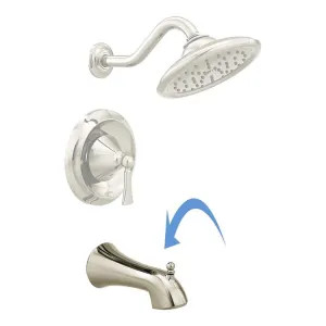 Moen 175385NL Moen Wynford Wall Mounted Polished Nickel Tub Spout with Pull-Up Diverter, Slip Fit, 1/2-inch Connection Size - 175385NL