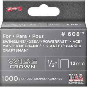 Arrow 60830 Arrow Fastener 60830 Staples, 600 Series, Wide Crown, 1/2