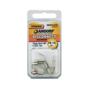 Jandorf 60875 Jandorf 60875 Piggy Back Disconnect Terminal, 16 - 14 AWG, Non-Insulated, Tin Plated Copper
