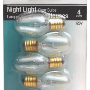 Sylvania 4W/C7/CLR/NLITE/4 Osram Sylvania 13549 Incandescent Lamp, 4 W, 120 V, C7, Candelabra Screw E12, 3000 hr