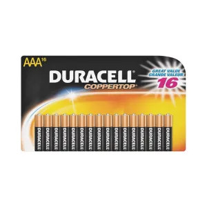 Duracell MN2400B16 Duracell Coppertop MN2400B16 1.5-Volt AAA Alkaline Battery, Set of 16