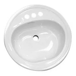Bootz 021-2445-06 Bootz Azalea Self-Rimming Lavatory Sink, 20in X 17in, Oval, Porcelain Enamel, 3-Hole, 4in Centers, Bone - 021-2445-06