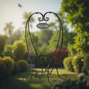 Landscapers Select JY-41 Landscapers Select Hanging Planter with Welcome Sign, 33 lb Capacity, Heart, Powder-Coated Steel - JY-41