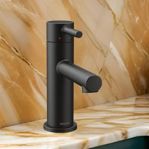 Moen 6190BL Moen Align Single-Handle High-Arc Matte Black Bathroom Faucet with Metal Pop-Up and Red/Blue Indicators, 1.2 GPM, ADA Lever Handle, Single-Hole - 6190BL