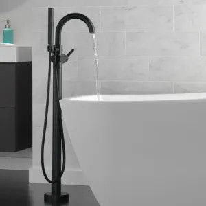 Delta T4759-BLFL Delta Trinsic Single-Handle Freestanding Tub Filler Trim with 1.75 GPM Single-Setting Hand Shower, Touch-Clean, Lever Handles, Matte Black - T4759-BLFL